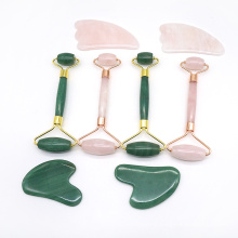 Jade Roller and Gua Sha Set 100% Natural Rose Quartz Face Massager, Facial Roller for Skin, Eyes, Neck  Noiseless Design